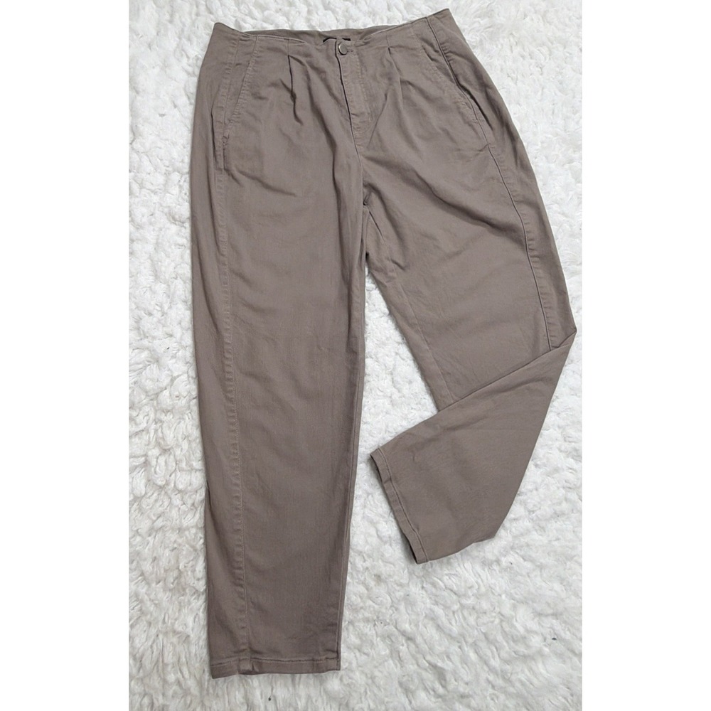 EILEEN FISHER Jeans 12P Petite Ankle Denim Stretch Taupe Color Pleated Summer